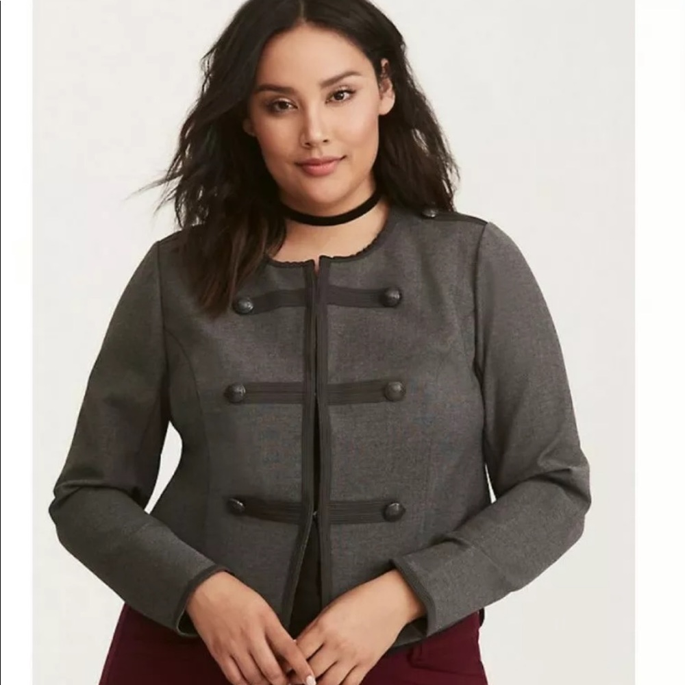 Torrid military jacket blazer grey 00